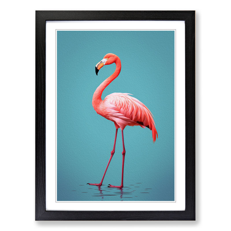 Flamingo Minimalism No.2 - Framed Print, Black Framed, 64cm H x 46cm W
