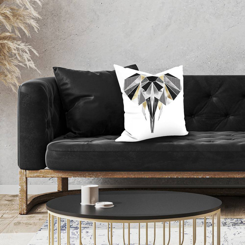 Geometric elephant - 18"x18" Throw pillow cover - Poly twill - Print on demand, 18" x 18"