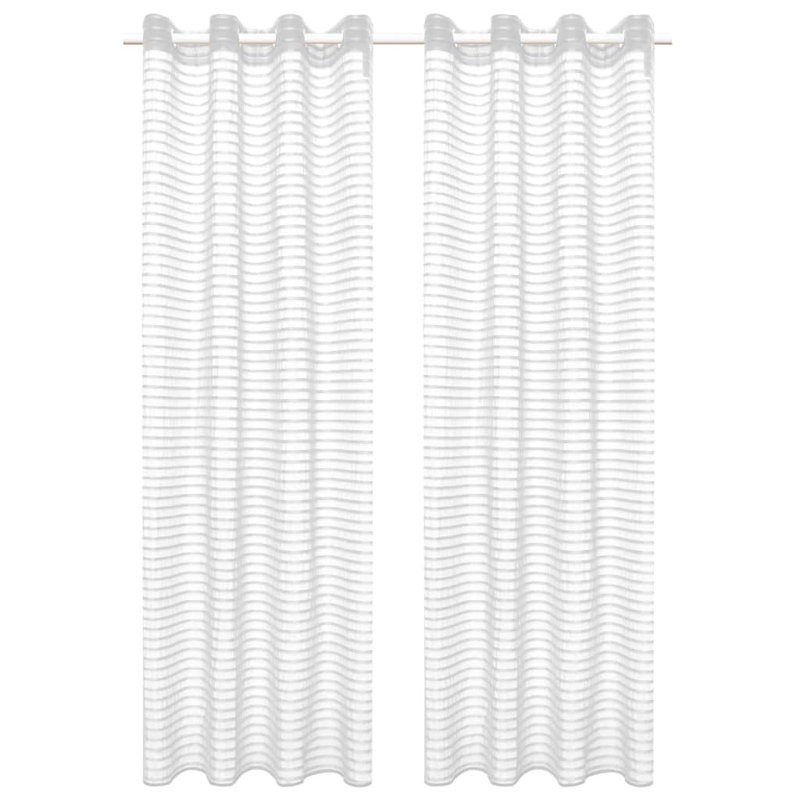 Cayden Semi Sheer Curtain Pair, White, Width 140cm x Drop 225cm