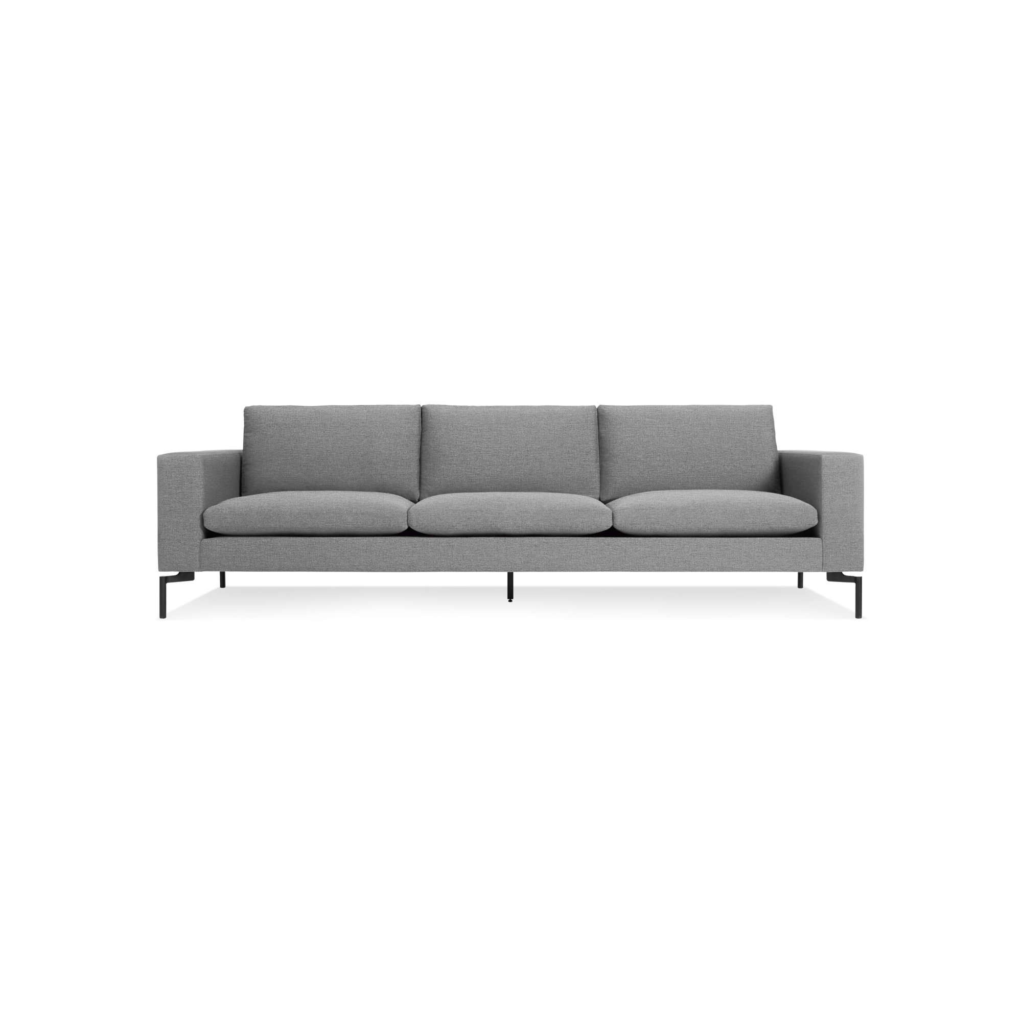New Standard Upholstered Sofa, Black, 32" H x 104" W x 35" D, Spitzer Gray 100% Polyester
