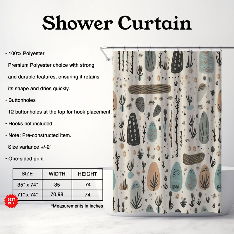 Boho Layout - Rideau de douche Premium, H 74 po x l 71 po