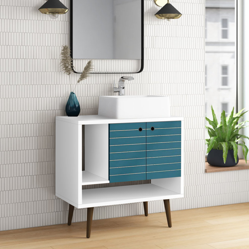 Ensemble de meuble-lavabo simple 31 po Altom, Blanc / Bleu aqua