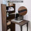 Bureau d'ordinateur pliable pour bureau avec bibliothèque avec prise de courant intégrée, conception anti-basculement, bouton facile à plier, stabilité des pieds renforcée, peu encombrant pour le bureau à domicile, salle d'étude de chambre à coucher, noyer-238784822