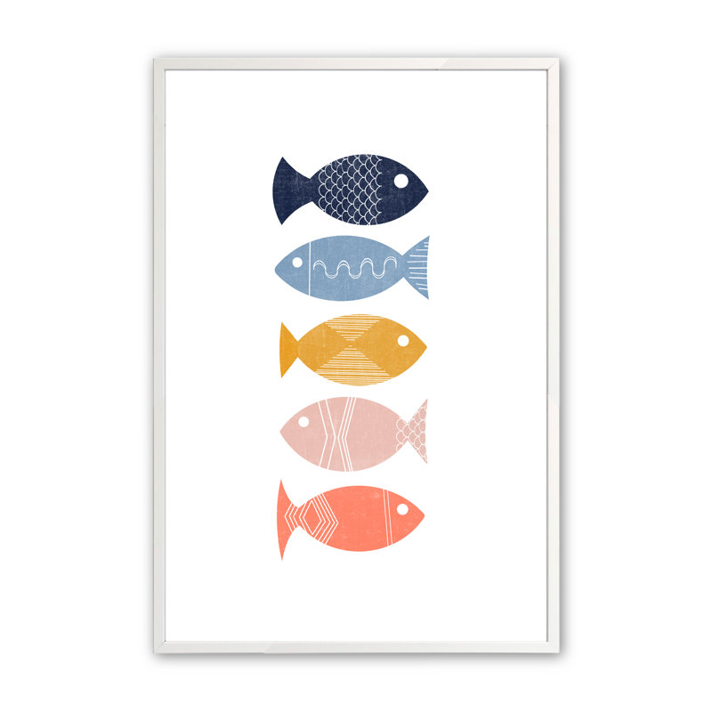 «Knarr Fish in the Sea», art encadré, H 15,5 po x l 12,5 po x P 1,25 po, Blanc opaque