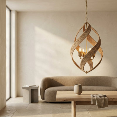 Chirles 4-Light Modern Rattan Chandelier