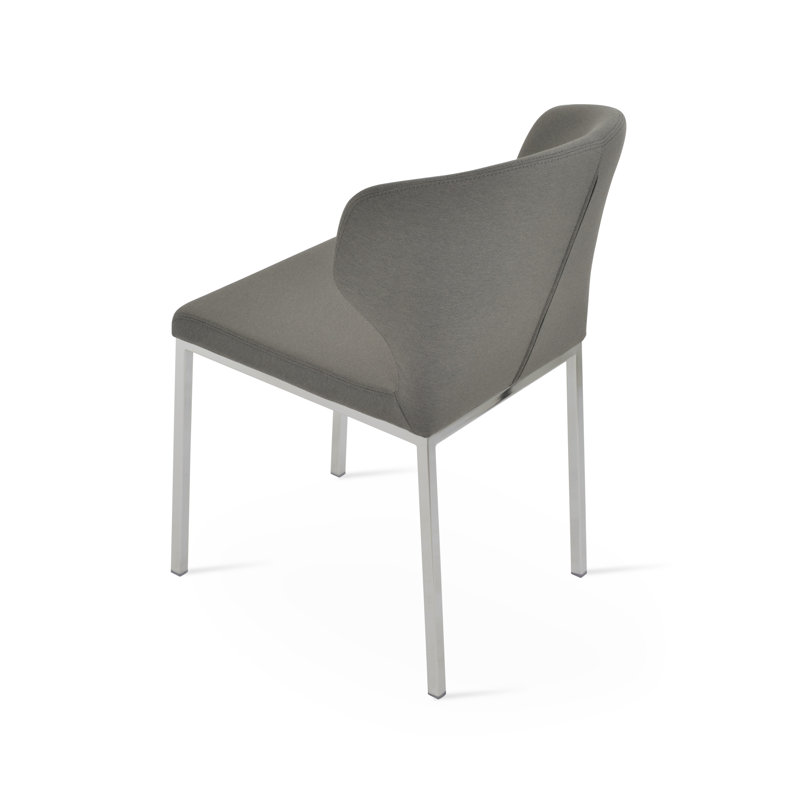 Chaise d'appoint à oreilles en métal Amed, Gris d’époque, Chrome chrome