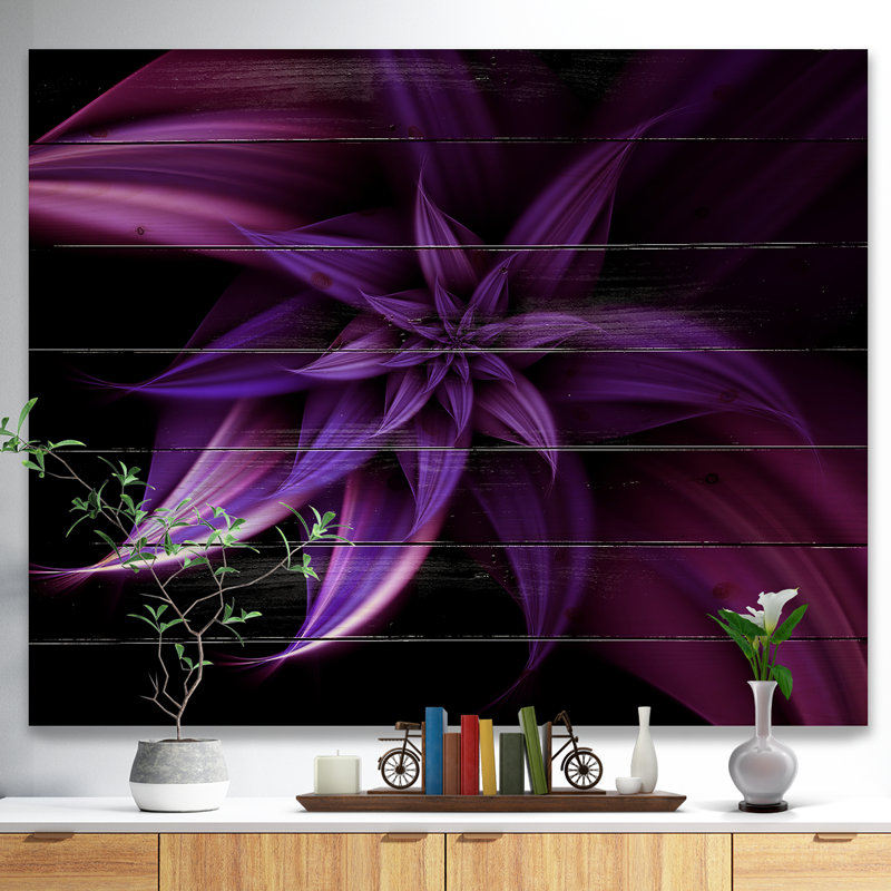 «Fractal Flower Mauve», impression, H 15 po x l 20 po x P 1 po, Bois