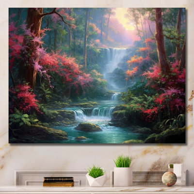 " Pink Green Dusk's Embrace Landscape II "
