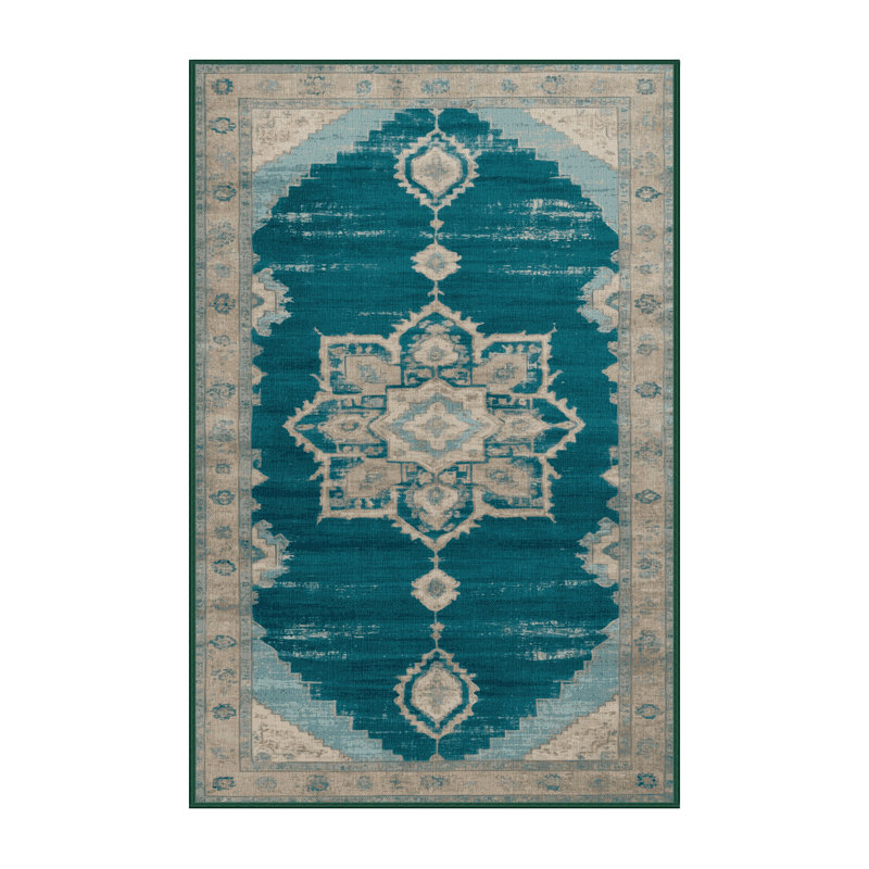 Machine Washable Overdyed Green Area Rug, Rectangle 2' x 3'