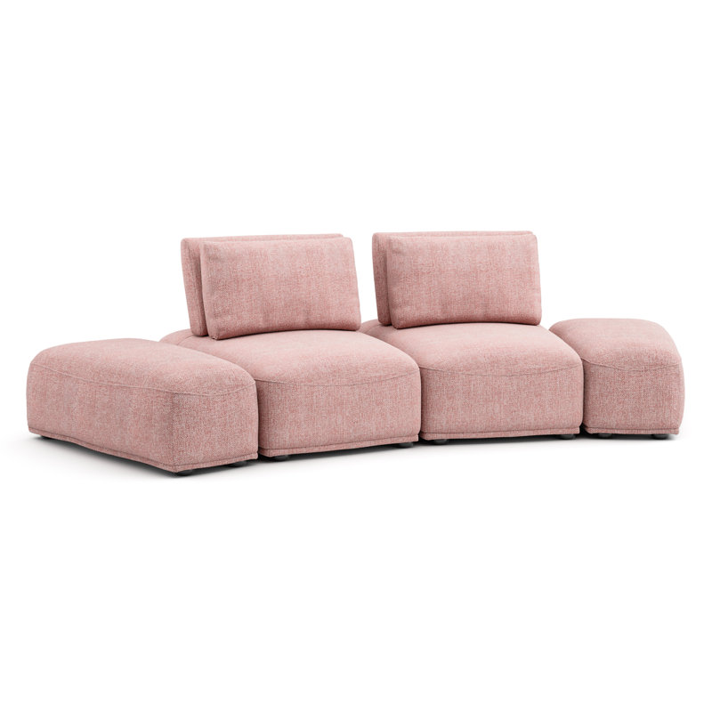 Canapé modulaire 4 pièces Aukeem, Polyester rose