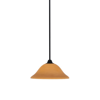 Paramount Stem Hung Pendant Shown In Matte Black Finish With 12" Cayenne Linen Glass