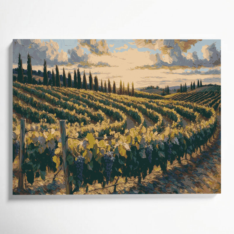 «Farm Grape Vines», art mural sur toile grise, H 20 po x l 30 po