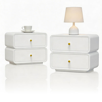 Two-piece Nightstand,Solid Wood Frame Bedside Table, Rotatable.