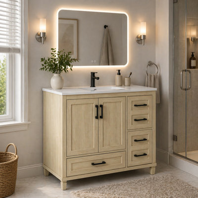 Ensemble de meuble-lavabo simple autoportant 36 po avec plateau en composite Adria