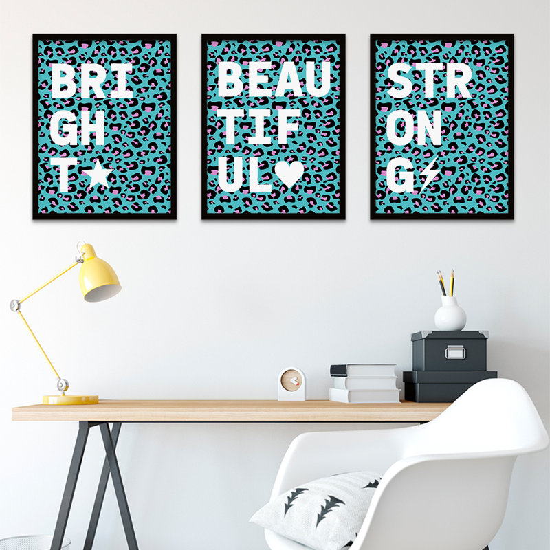 Leopard Bright Beautiful Strong - 3 Piece Print Set