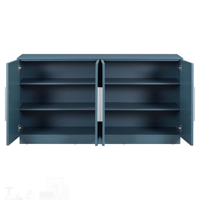 Buffet en bois polyvalent avec tablettes réglables et grande capacité de rangement, parfait pour un décor organisé et élégant
