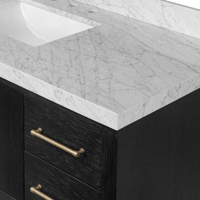 Anthem Single Wide Vanity-Carrara Marble, Black