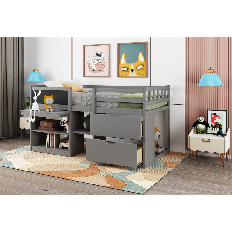 Henadz Kids Twin Loft Bed, Gray