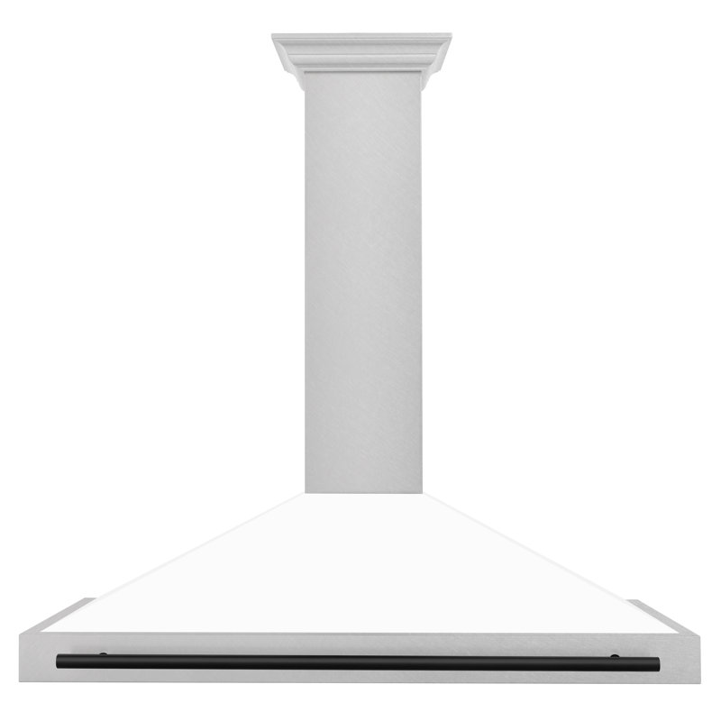 48" 400 CFM Ducted Wall Mount Range Hood, White Matte/Matte Black