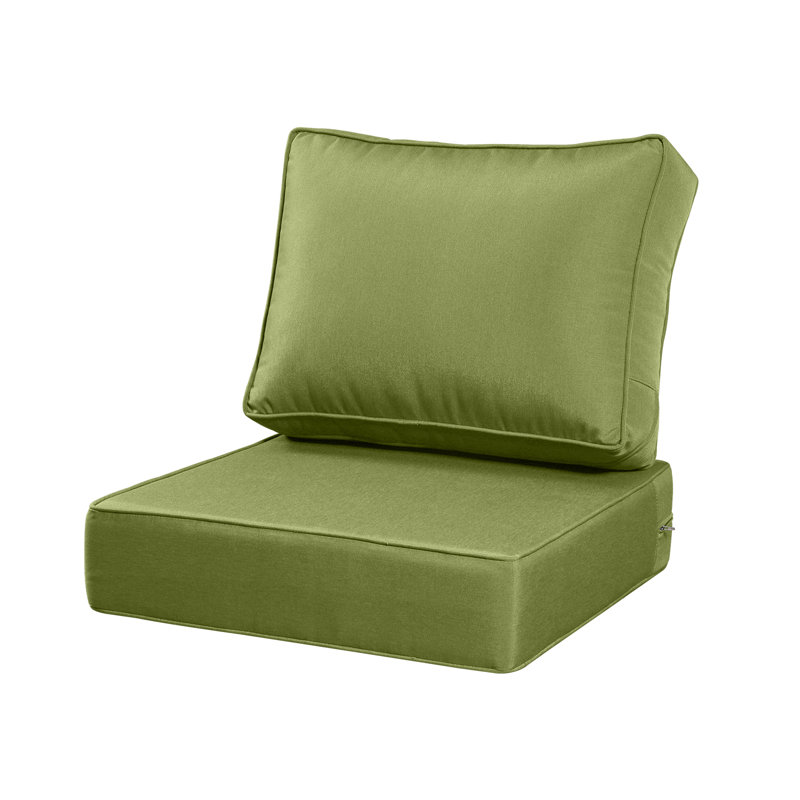 Outdoor Seat Cushion Set, 24 X 24 Inch Water-Resistant & Fade-Resistant Patio Furniture Cushions With Removable Cover, Deep Seat & Back Cushion With Zipper For Chair Couch Sectional Sofa，Grass Green