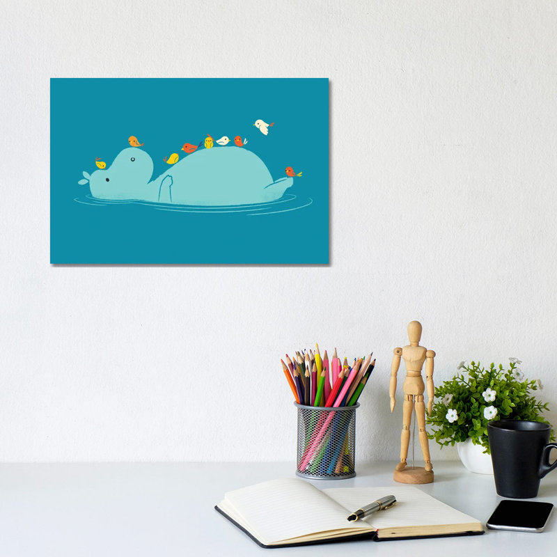 Floating Hippo by Jay Fleck - Wrapped Canvas Print, 20.32 cm H x 30.48 cm W