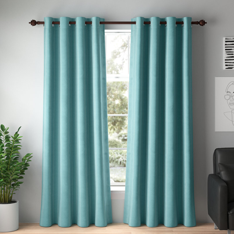 Albers Blackout Curtain Pair, Sky Blue, 140 W x 175 D cm
