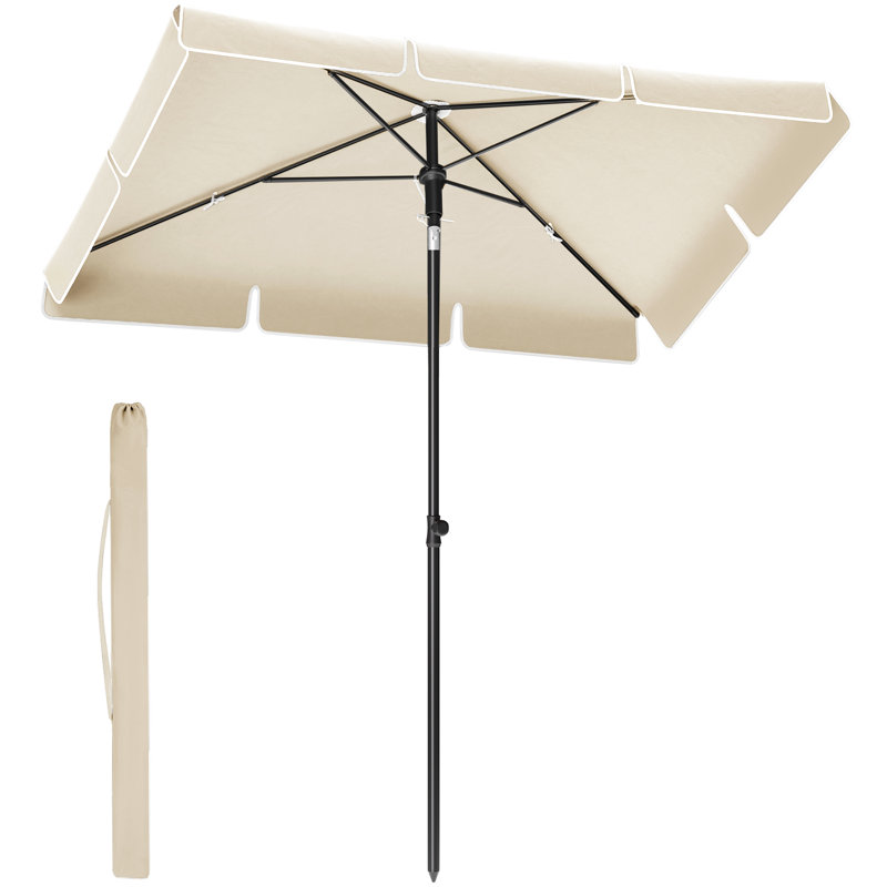Burdzel Rectangular Market Parasol, Beige, 241cm H x 270cm W x 270cm D