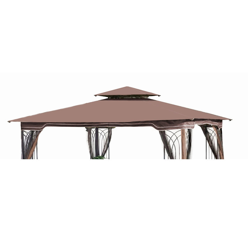 10x10 Ft Patio Double Roof Gazebo Replacement Cover Canopy, Brown - With Guarded, Water-, Simple And Effortless Assemble Procedure Steps Canopy Protected , , Quick Assembly