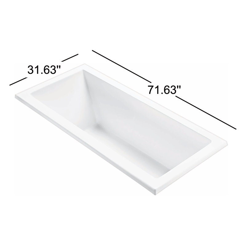 MTI Solutions 19 DoloMatte 54" x 32" Soaking Solid Surface Bathtub, Drop in, 22.25" H x 71.625" W x 31.625" D