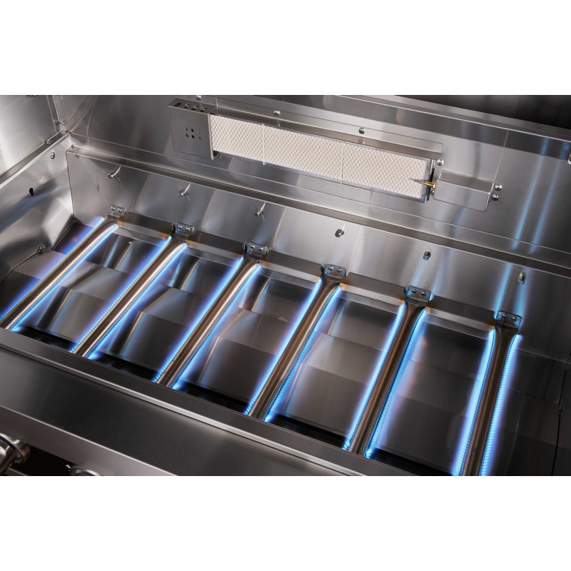 Mont Alpi 6-Burner Stainless Steel Outdoor Island Barbecue Grill + 3 Beer Tap Kegerator Refrigerator