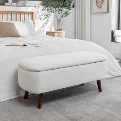 Caralina Fabric Flip Storage Bench with Wooden Legs