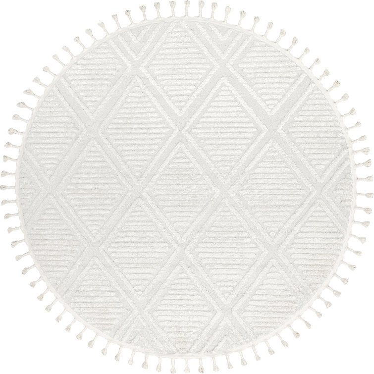 Jemier Textured Tile Ivory Area Rug