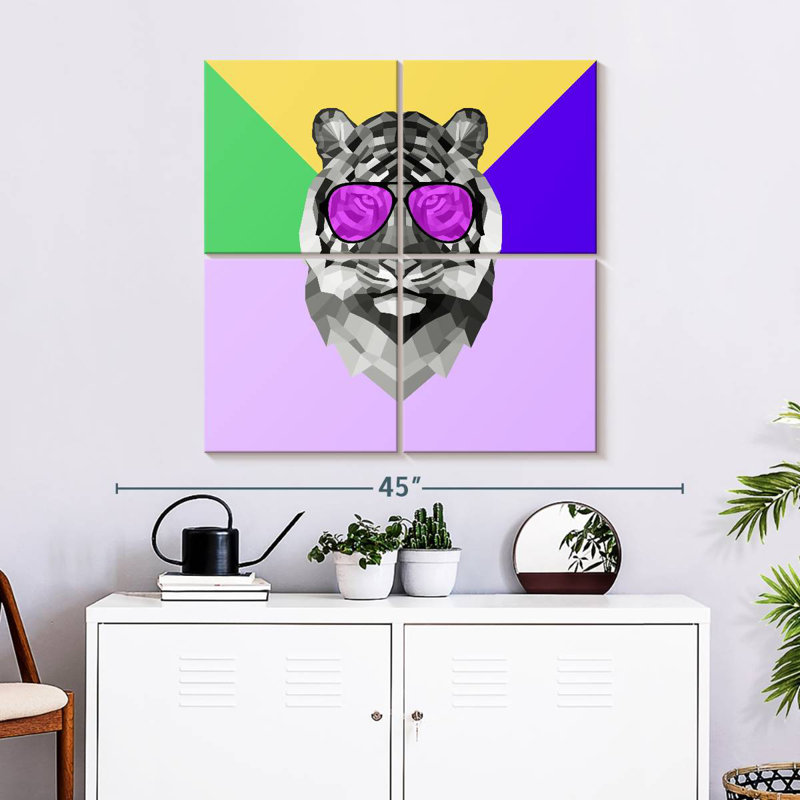 Brampt Party Tiger In Glasses, 32" H x 32" W