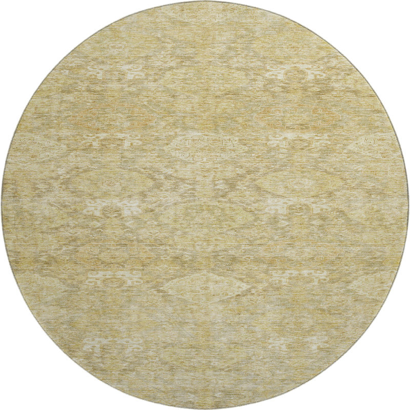 Premium Machine Washable Jamestown AMF1084 Damask Rug, Round 8'