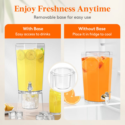 Plastic Drink Dispenser 2 Pcs (In 1 Package), Juice Containers With Lid For Party, Ice Beverage Dispenser With Stand For Lemonade/Soda/Tea