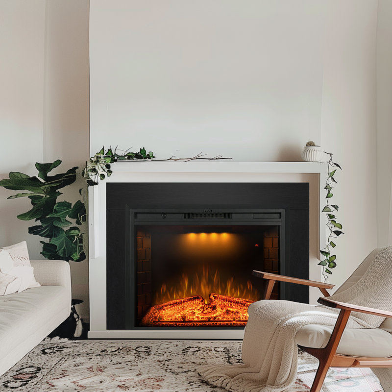 Trim With Electric Fireplace, 32.11” H x 44.55” W x 8.84” D