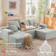 Canapé modulaire de 107 po avec repose-pieds, canapé nuage en velours côtelé moderne avec assise profonde, canapé désossé à 3 places en U pour le salon, sans assemblage-1486760607