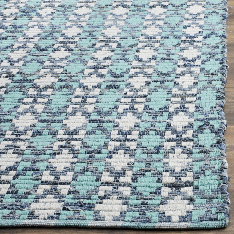 Montauk Hand Woven Cotton Geometric Rug, Square 4'