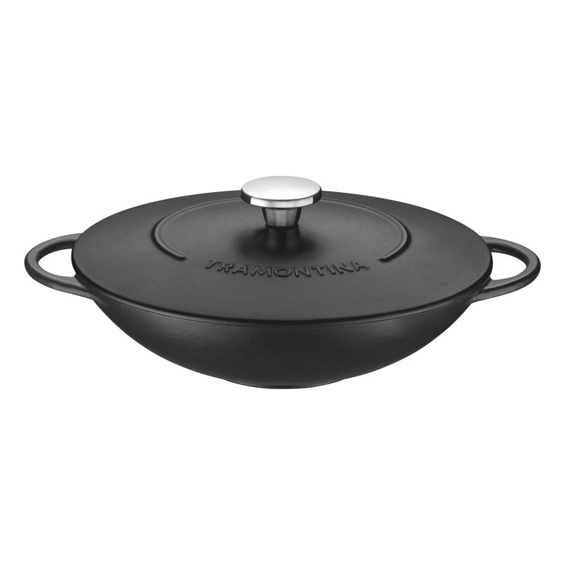 Trento 32cm Cast iron Wok with Lid