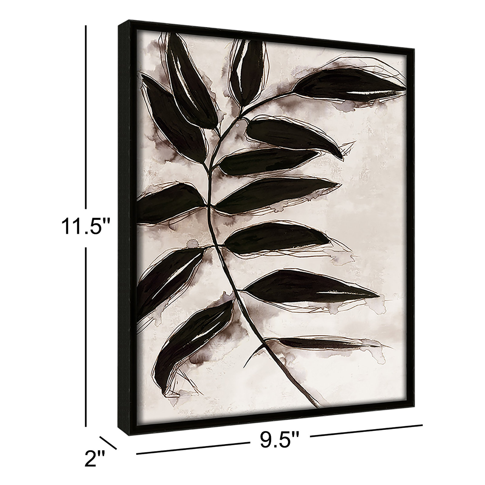 Leaves II by Eva Watts, 11.5" H x 9.5" W x 2" D, Black Framed