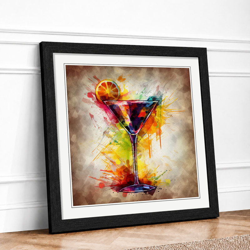Cocktail Abstract Art No.2 - Framed Print, Black