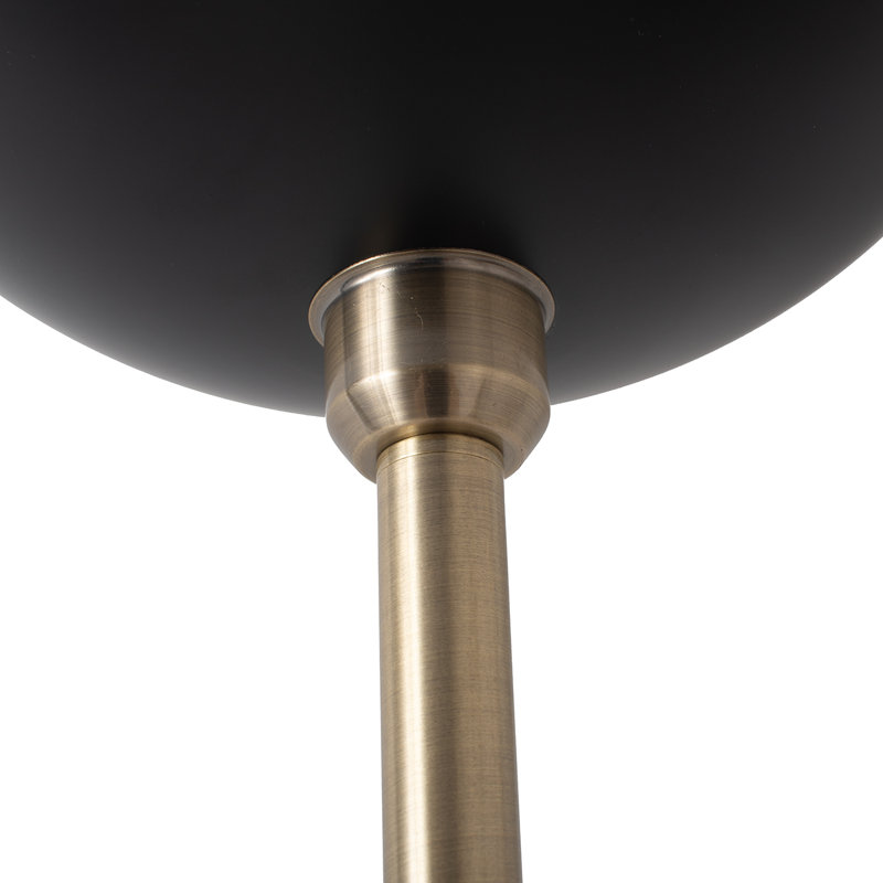 Luna Bella Torchiere Floor Lamp - Matte Black & Gold-Leaf Shade, Weathered Brass, Black Marble Base, Dimmer