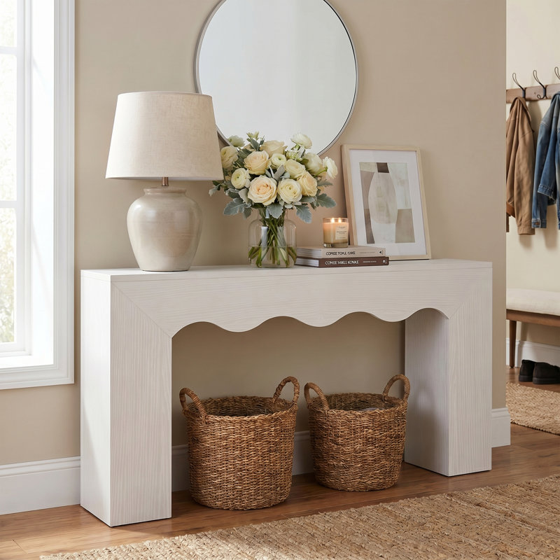 63-Inch Long Sofa Table, Farmhouse Wood Console Entryway Table, White