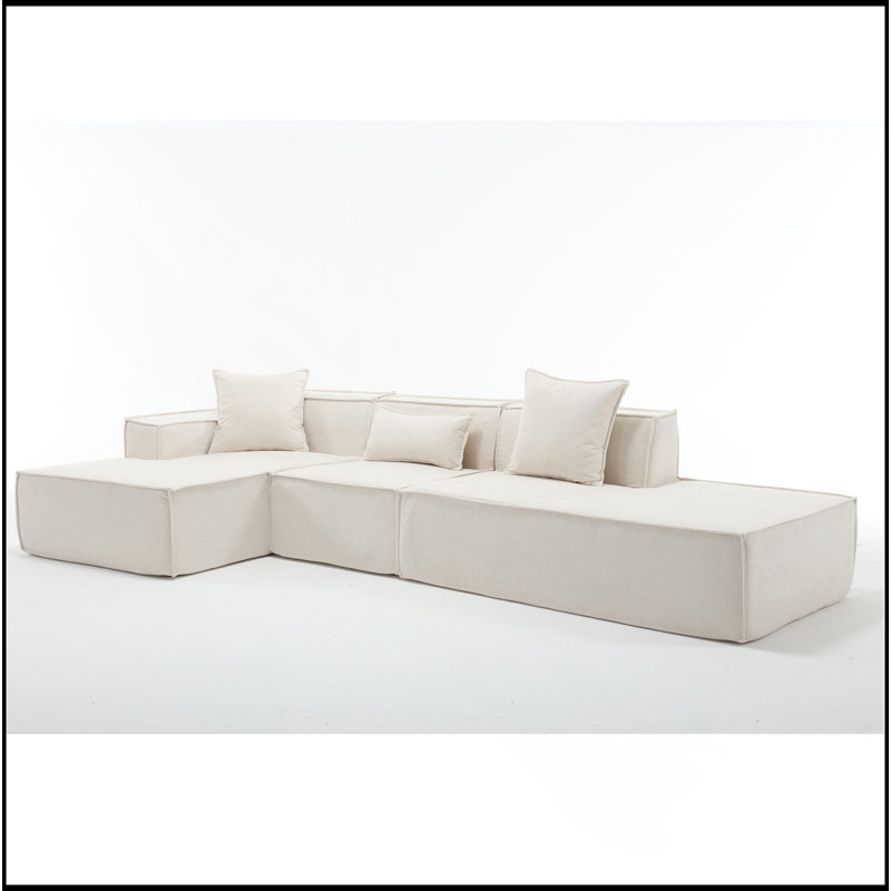 Ensemble de canapé modulaire Boneless, Orienté à gauche (vu de face), Polyester beige