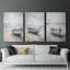 Série Sea and Shore CXVI - Ensemble de 3 toiles tendues avec châssis - Prêt à être accroché-1376073705