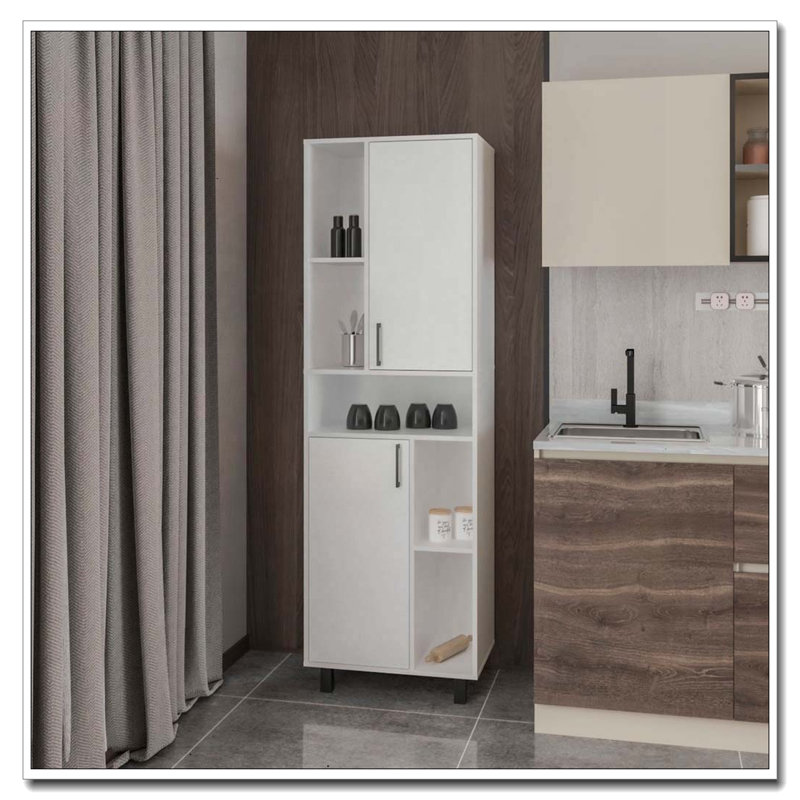 Garde-manger blanc avec rangement ouvert et 2 portes