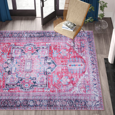 Kingsford Oriental Navy/Pink Area Rug