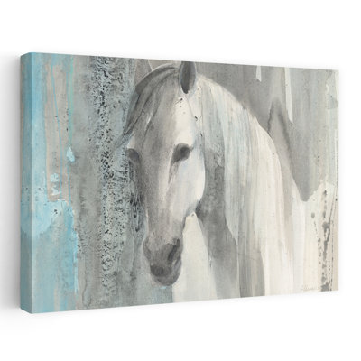 Calme et calme animal contemporain bleu gris turquoise équin