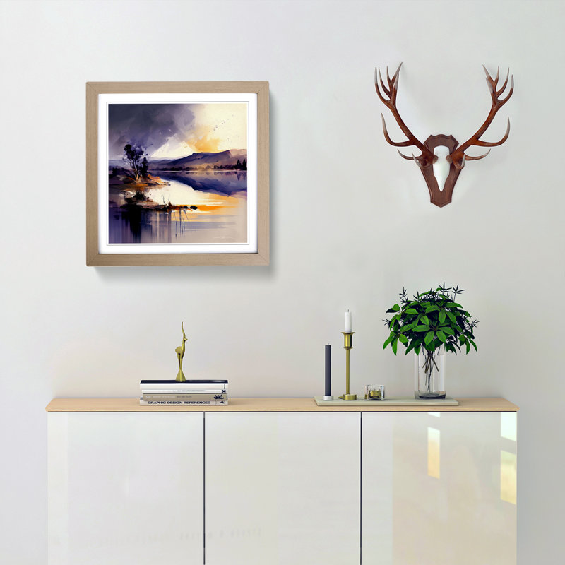 Lake Gestural Art No.1 - Framed Print, Oak