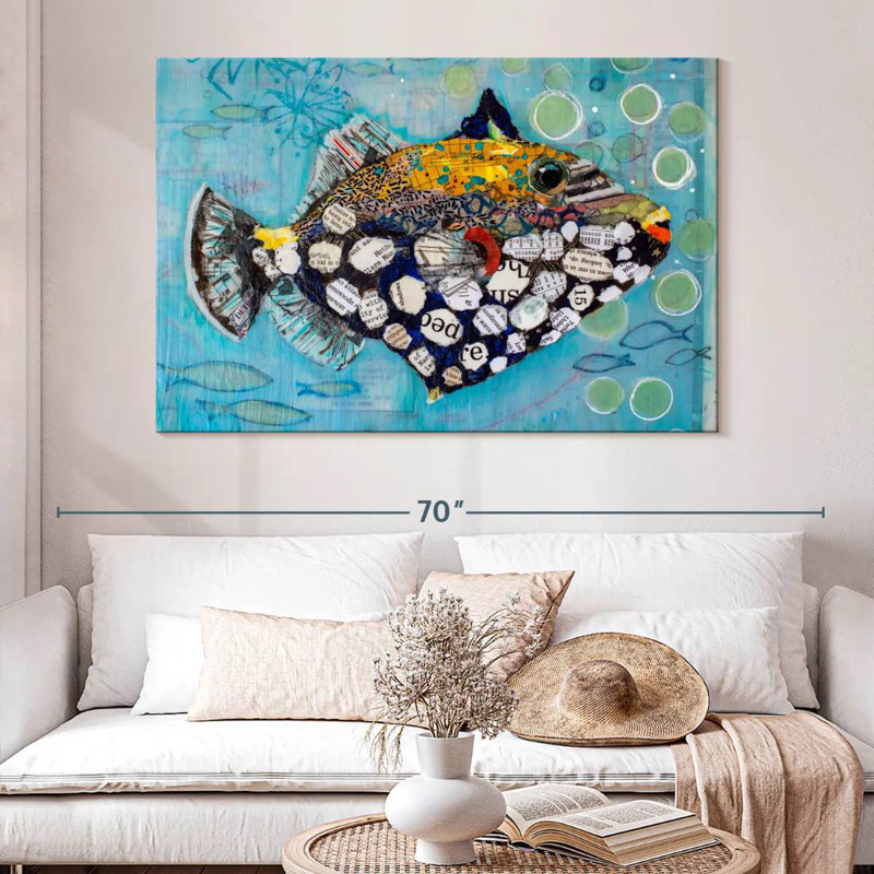 Brampt Clown Triggerfish, 34" H x 51" W